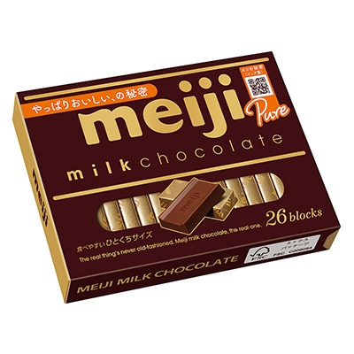写真：「明治ミルクチョコレートBOX」（120g（26枚））の商品パッケージ