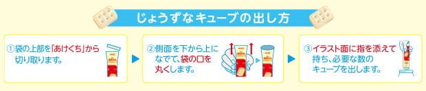 らくらくポイント1 袋の側面を上下に軽くなでる