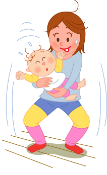 赤ちゃんが泣いたとき抱っこしながらスクワット