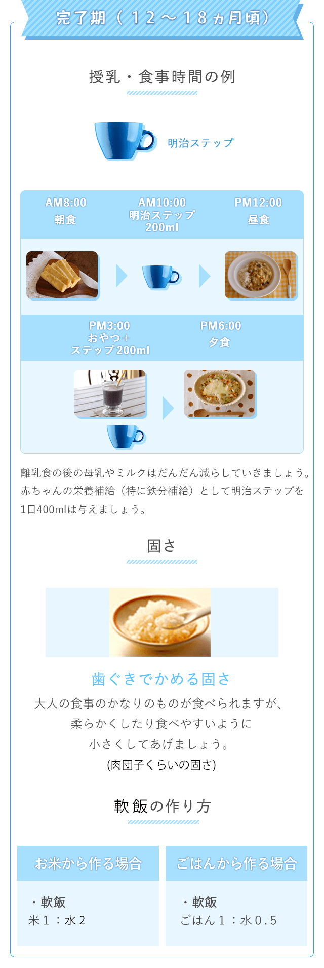 離乳食のすすめ方の目安 1歳 12ヵ月 1歳半頃 食べる離乳食のすすめ方 ほほえみクラブ 育児応援サイト