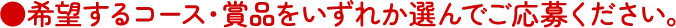 希望するコース・賞品をいずれか選んでご応募ください。