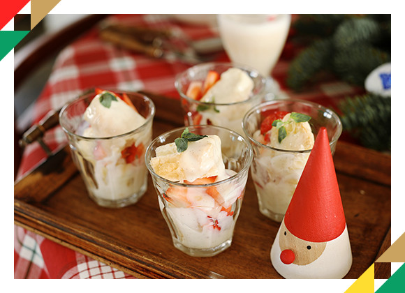 簡単ミルククリームとフルーツのカップトライフル（4人分）