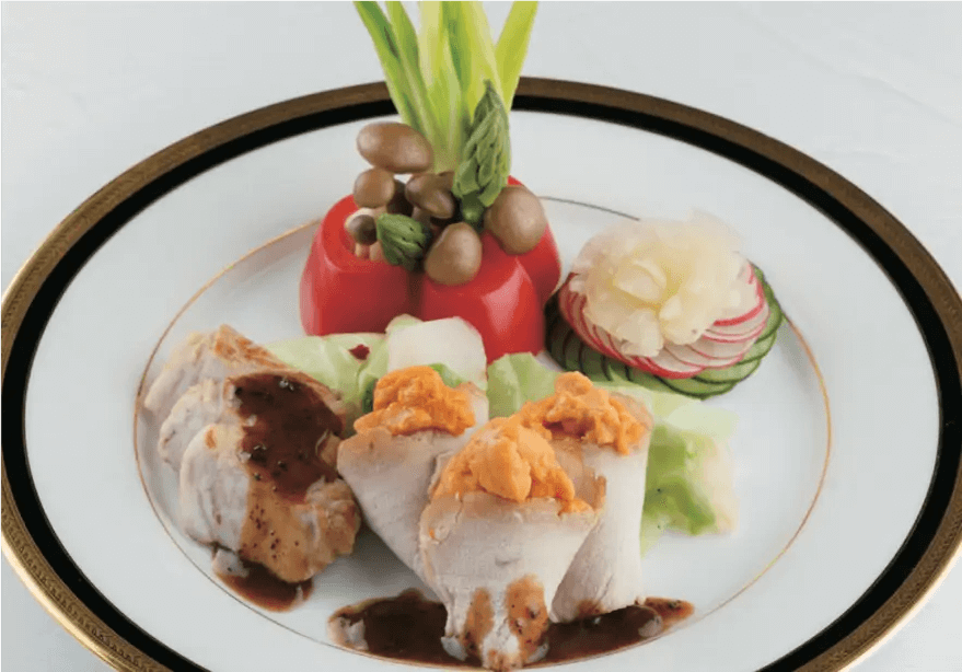 発酵ポークと海胆のshisenソース