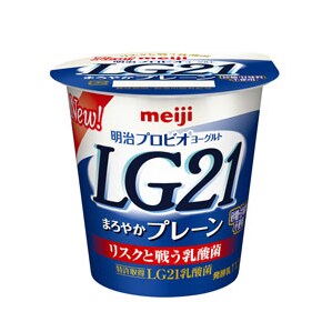 写真：明治プロビオヨーグルトLG21 まろやかプレーンの商品パッケージ