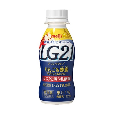 写真：明治プロビオヨーグルトLG21ドリンクタイプりんご&蜂蜜の商品パッケージ