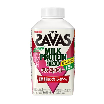 写真：（ザバス）MILK PROTEIN（ミルクプロテイン）脂肪0 クリアストロベリーの商品パッケージ