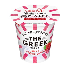 写真：明治 THE GREEK YOGURT ストロベリーミックスの商品パッケージ