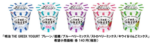 写真：「明治THE GREEK YOGURT」シリーズの商品パッケージ