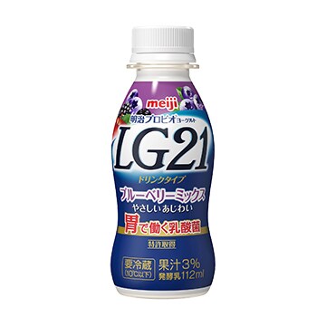 写真：明治プロビオヨーグルトLG21ドリンクタイプブルーベリーミックスの商品パッケージ