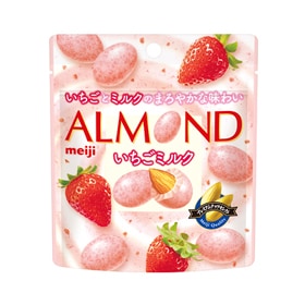 写真：アーモンドチョコレートいちごミルクパウチの商品パッケージ