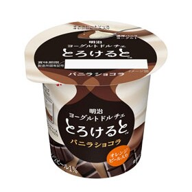 写真：明治ヨーグルトドルチェとろけると バニラショコラの商品パッケージ