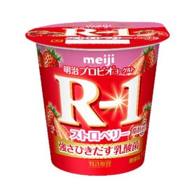 写真：明治プロビオヨーグルトR-1ストロベリー脂肪0の商品パッケージ