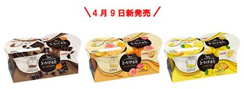 写真：4月9日新発売 「明治ヨーグルトドルチェとろけると」シリーズ（バニラショコラ、マンゴーパフェ、レアチーズ）2個パックの商品パッケージ