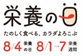 画像：栄養の日 たのしく食べる、カラダよろこぶ 8/4栄養の日 8/1〜7栄養週間