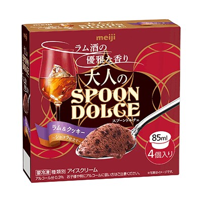 写真：明治 大人のSPOON DOLCE ラム&クッキー 〜ショコラ仕立て〜の商品パッケージ