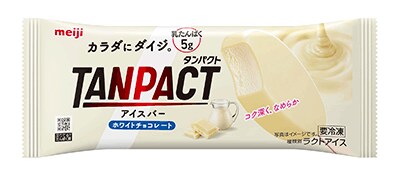写真：「明治TANPACT（タンパクト）アイスバー ホワイトチョコレート」の商品パッケージ