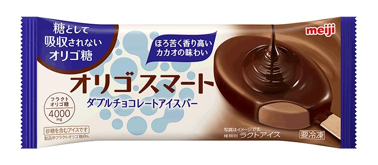 写真：「明治 オリゴスマート ダブルチョコレートアイスバー」の商品パッケージ