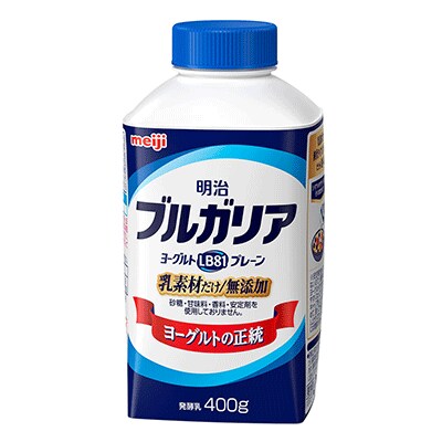 写真：「明治ブルガリアヨーグルトLB81プレーン 乳素材だけ／無添加（400g）」の商品パッケージ