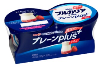 写真：「明治ブルガリアヨーグルトプレーンplus いちご」の商品パッケージ