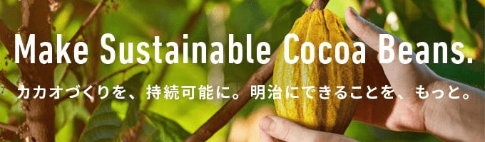 Make Sudstainable Cocoa Beans カカオづくりを、持続可能に。明治にできることを、もっと。