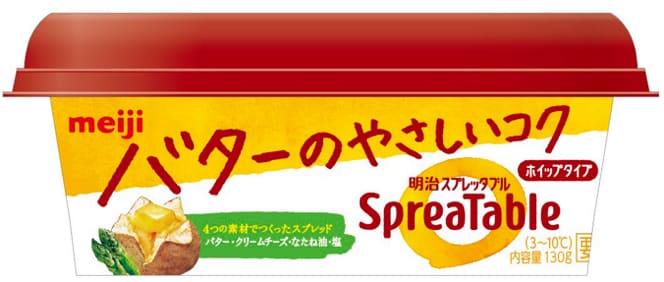 写真：「明治スプレッタブル バターのやさしいコク」の商品パッケージ