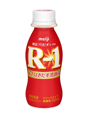 写真：「明治プロビオヨーグルトR-1ドリンクタイプ」（112ml）の商品パッケージ