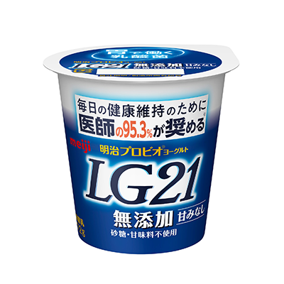 写真：「明治プロビオヨーグルトLG21無添加」（112g）の商品パッケージ