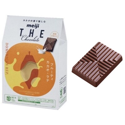 写真：「明治 ザ・チョコレート フルーティカカオ・ラテ」の商品パッケージと商品イメージ