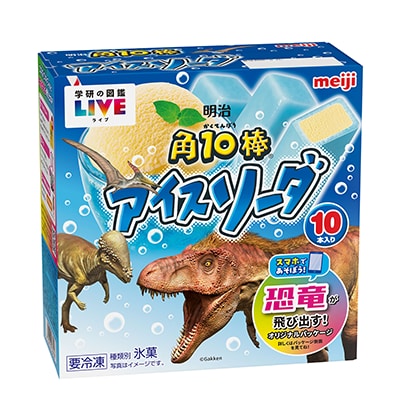 「明治 角10棒アイスソーダ(45ml×10本)」の商品パッケージ