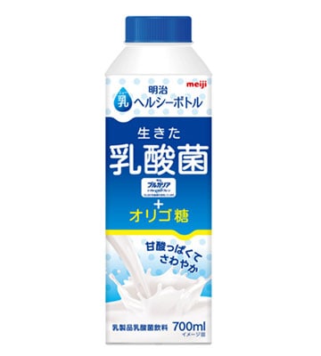 画像：「明治生きた乳酸菌＋オリゴ糖」（700ml）の商品パッケージ