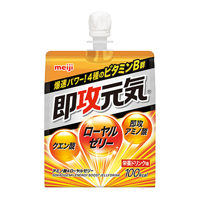 画像：「即攻元気ゼリー アミノ酸＆ローヤルゼリー 栄養ドリンク味（180g)  」の商品パッケージ