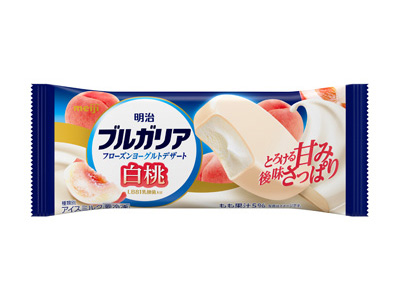 画像：「明治ブルガリア フローズンヨーグルトデザート 白桃（80ml）」の商品パッケージ