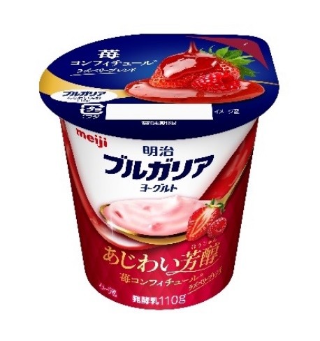 画像：「明治ブルガリアヨーグルト あじわい芳醇 苺コンフィチュール」（110g）の商品パッケージ