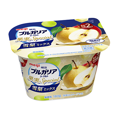 画像：明治ブルガリアヨーグルト 果実Special 雪梨ミックスの商品パッケージ
