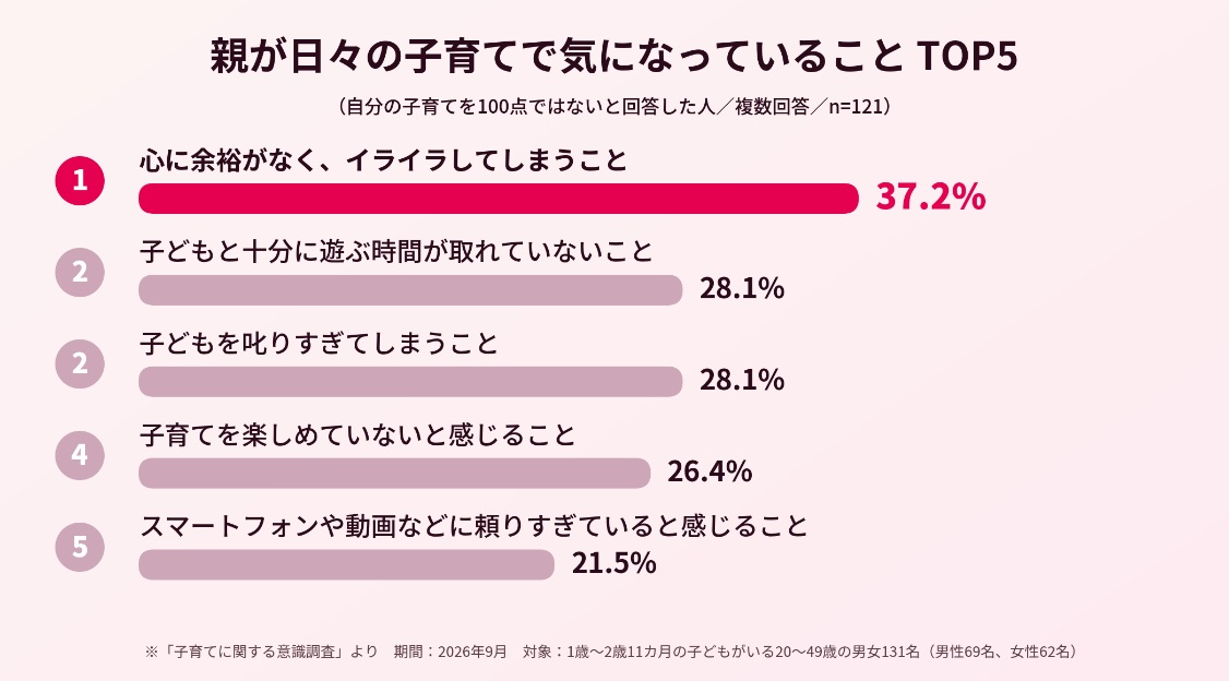 画像：親が日々の子育てで気になっていることTOP5