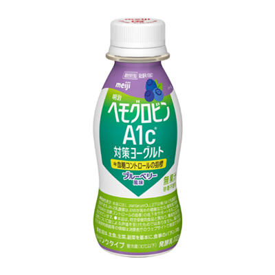 画像：明治ヘモグロビンA1c対策ヨーグルトドリンクタイプブルーベリー風味の商品パッケージ