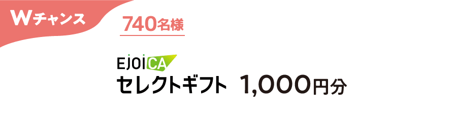 Wチャンス 740名様 EJOICA セレクトギフト 1,000円分
