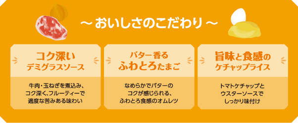 [銀座洋食デミオムライス] おいしさのこだわり解説