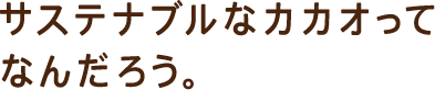 サステナブルなカカオってなんだろう