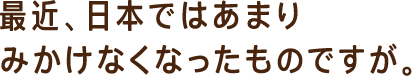 最近日本では見かけなくなったものですが。