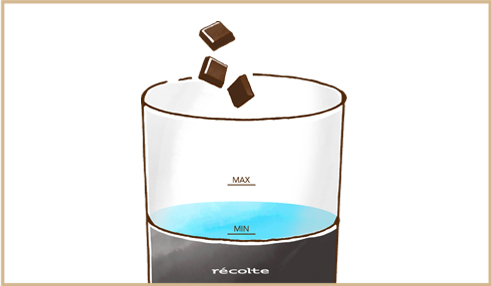 ３：チョコレートを粗く割って入れる。（1かけら4g以下であればOK）