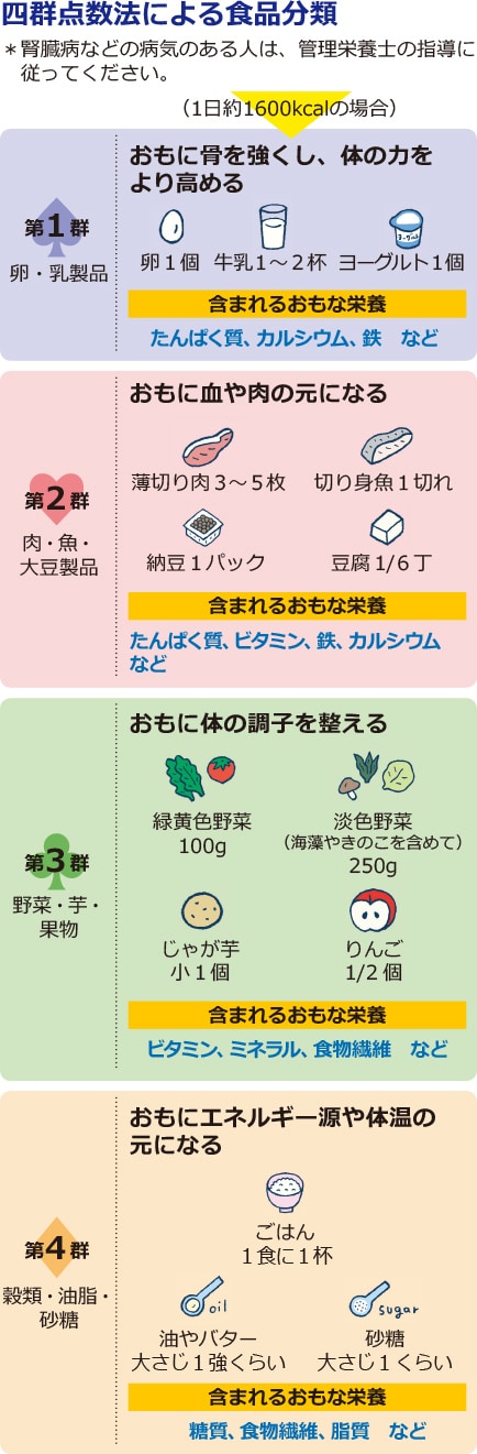 四群点数法による食品分類