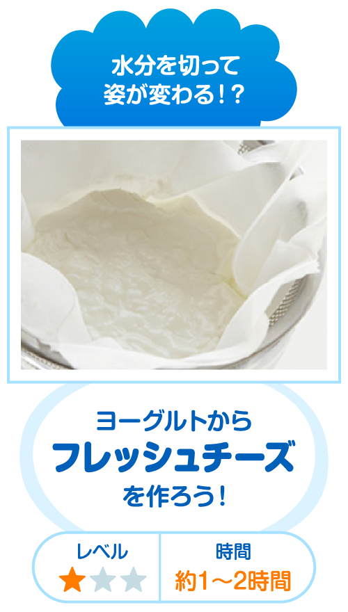 水分を切って姿が変わる！？ ヨーグルトからフレッシュチーズを作ろう！