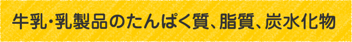 牛乳・乳製品のたんぱく質、脂質、炭水化物