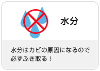 〈図〉水分はカビの原因になるので必ずふき取る！