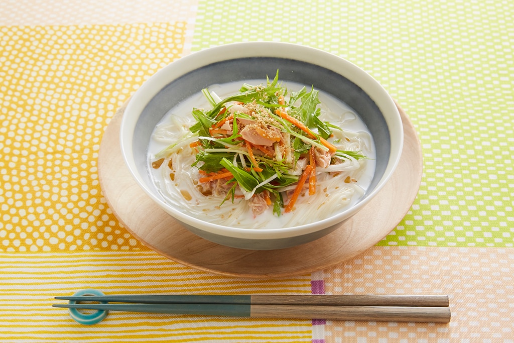 ツナと水菜のホワイトにゅう麺