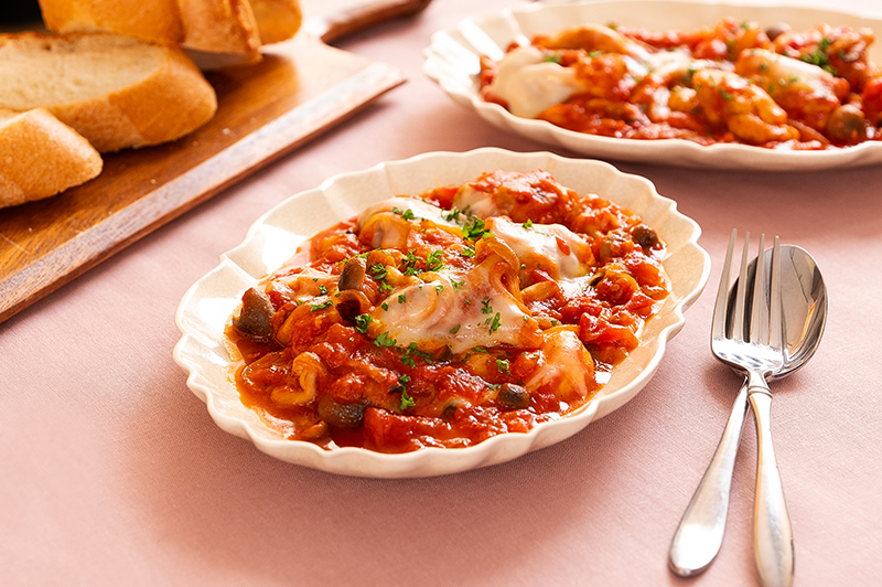 鶏肉ときのこのトマトチーズ煮込み