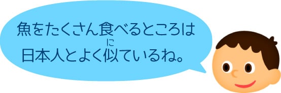 魚をたくさん食べるところは日本人とよく似ているね。