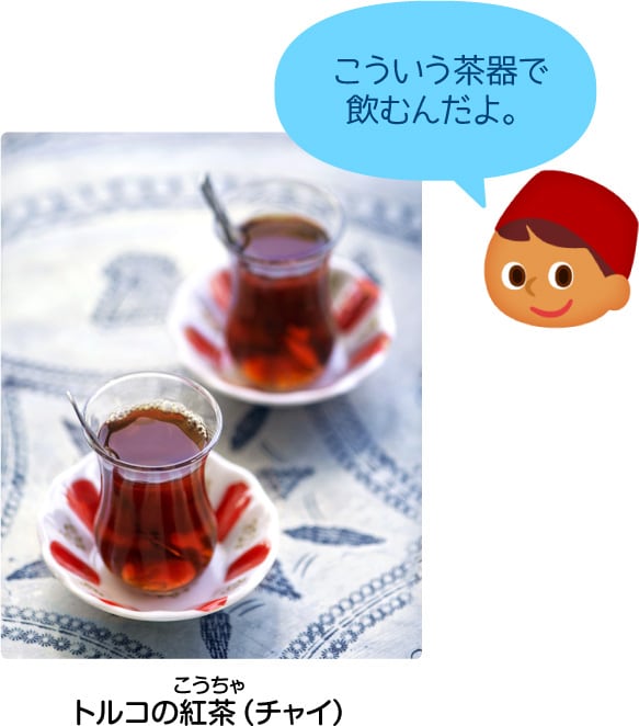 トルコの紅茶（チャイ）「こういう茶器で飲むんだよ。」