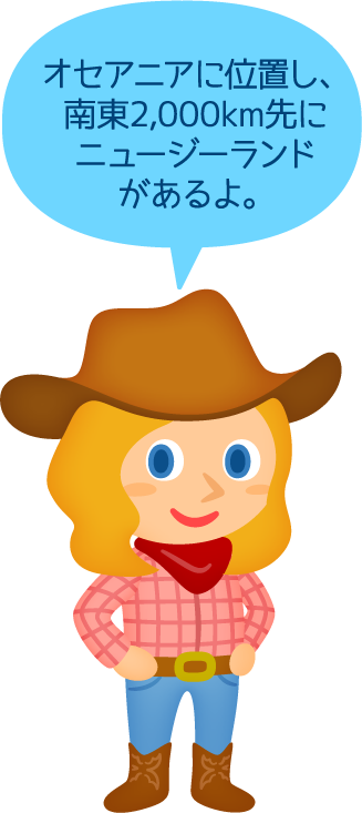 オセアニアに位置し、南東2,000km先にニュージーランドがあるよ。